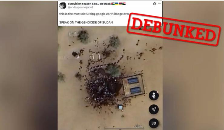 Prancūzija 24: Virusinis Sudano vaizdas buvo vandens duobė ir gyvūnai, o ne kraujas ir žmonių lavonai